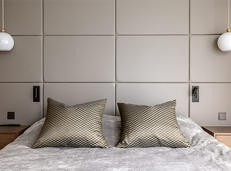 leer bekleden bedboard.